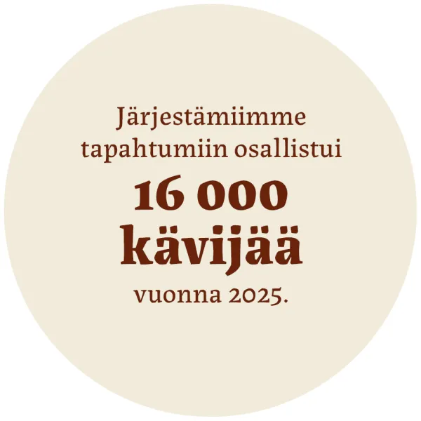 Järjestämiimme tapahtumiin osallistui 16000 kävijää vuonna 2025.