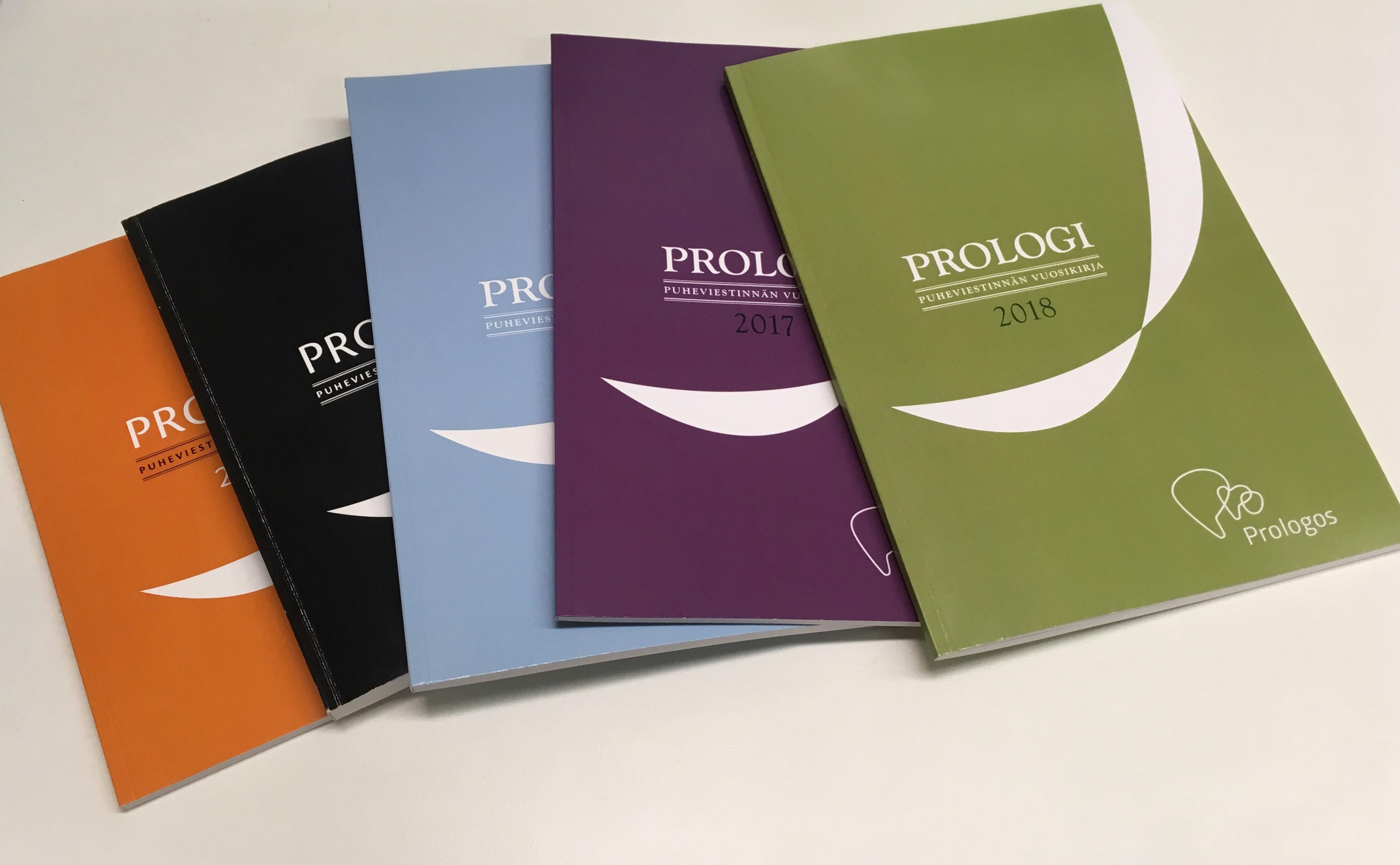 Kuvassa Puheviestinnän vuosikirja Prologi, joka ilmestynyt vuodesta 2005 alkaen.