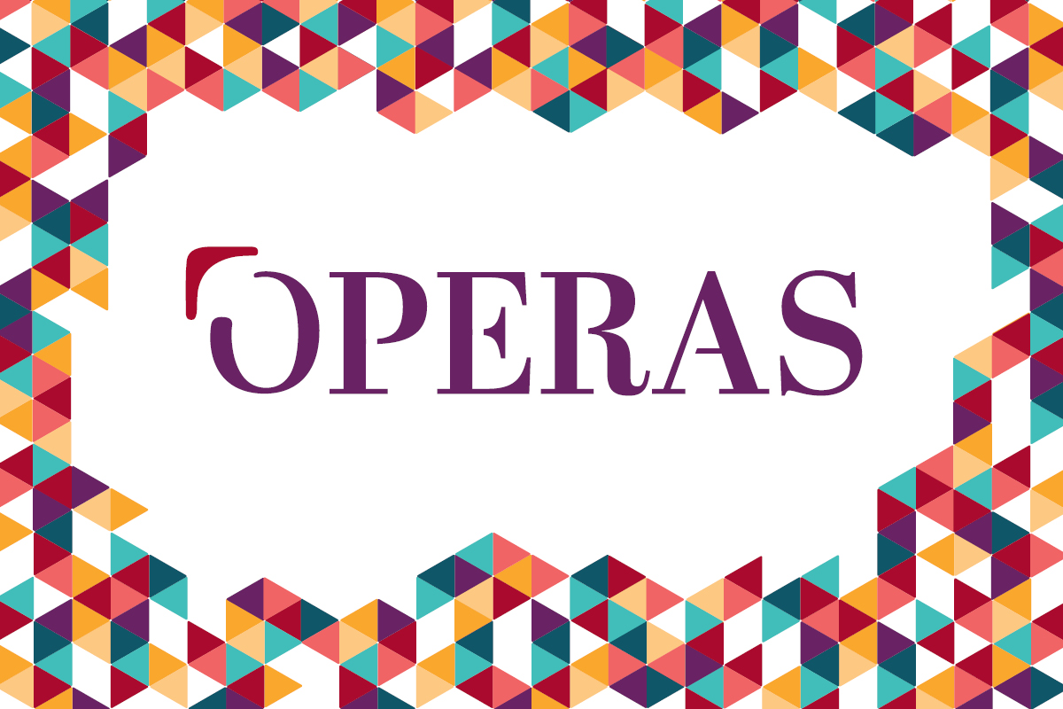 OPERAS-logo och färgglad dekorativ ram.