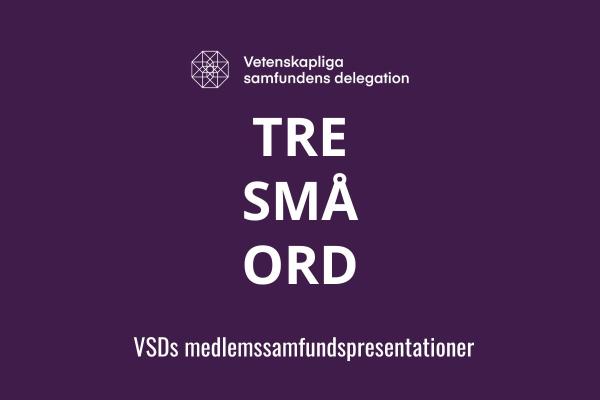 Text "Tre små ord - VSDs medlemssamfundspresentationer".