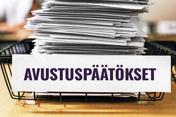 Kirjepino ja teksti "avustuspäätökset"