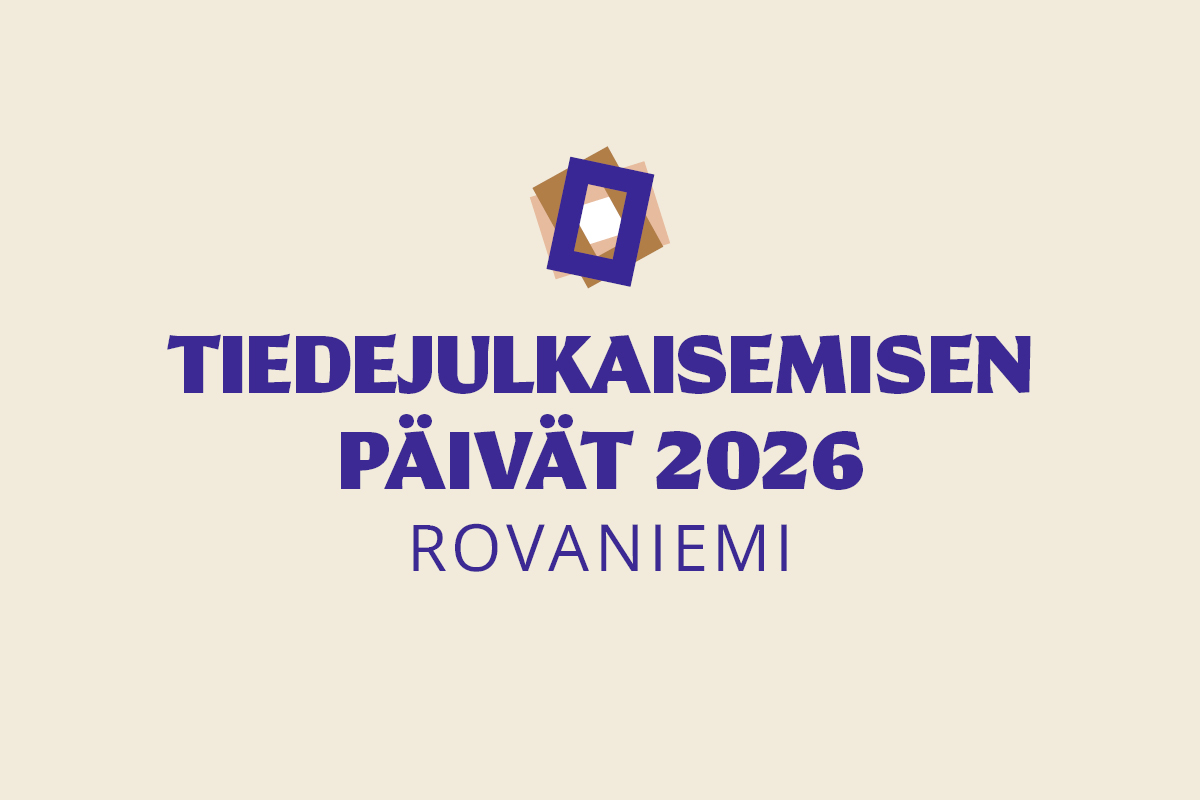 Vaalealla taustalla violetti teksti Tiedejulkaisemisen päivät 2026 Rovaniemi.