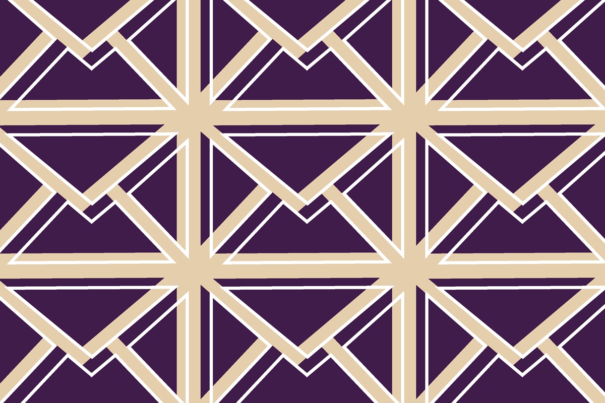 Piirrettyjä kirjekuoria.