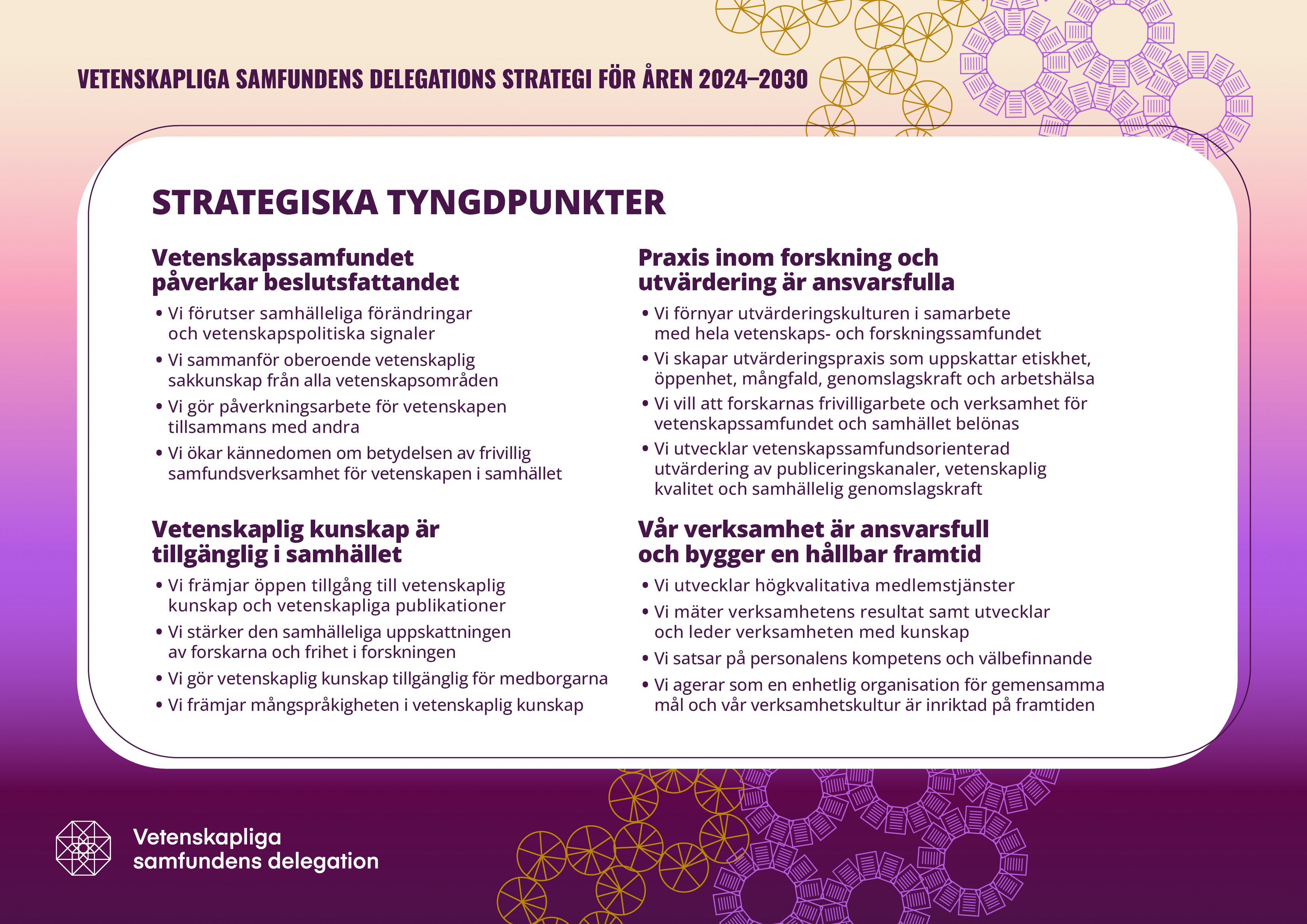 Sammandrag av VSD:s strategi mot en lila bakgrund.